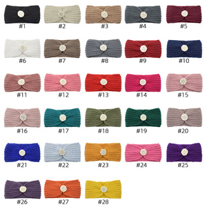 Offre Spéciale dames <span class=keywords><strong>perle</strong></span> tricoté laine large élastique croix noué hiver cache-oreilles bandeau cheveux accessoires pour les femmes - Product Image 2