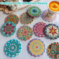 Sous-verres en céramique 3D personnalisés en gros, style bohème, avec mandala en relief et estampage doré, isolants thermiques, pour la décoration intérieure