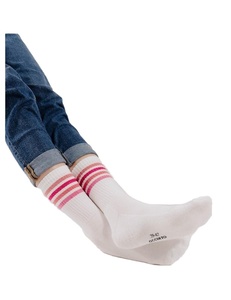 Chaussettes ras du cou pour <span class=keywords><strong>femme</strong></span> à trois bandes dégradées scintillantes, chaussettes athlétiques en coton côtelées respirantes, chaussettes décontractées style rétro preppy personnalisables - Product Image 5