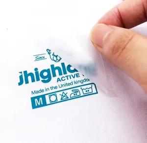 태그리스 라벨, 도매 유연한 목 크기 세척 관리 라벨 열 전달 의류 Tags 맞춤형 인쇄 로고 의류 다리미