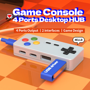 Consola de juegos de diseño novedoso HUB USB Estación de acoplamiento de computadora de escritorio 2,0 Transferencia DE DATOS 4 puertos Tipo C HUB USB