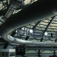 Système de ventilation industriel carré anti-condensation en tissu ignifuge gris de niveau B1 pour gymnases et sites sportifs intérieurs
