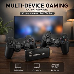 ดองเกิลวิดีโอเกมทีวี 4K HD พร้อมจอยเกมไร้สายคู่ 2.4G คอนโซลเกม 3 มิติ รองรับ US P S1 Emulators เชื่อมต่อแบบมีสาย กล่องเกม - Product Image 4