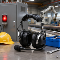 Headset OEM Dua Arah Walkie-Talkie Peredam Kebisingan Over-Ear dengan Mikrofon Stereo Dinamis untuk IPX-3 Penerbangan dan Perjalanan