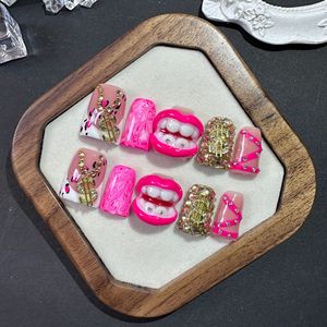 <span class=keywords><strong>Uñas</strong></span> Postizas <span class=keywords><strong>de</strong></span> Lujo Hechas a Mano, 10 Piezas, Forma <span class=keywords><strong>de</strong></span> Pico <span class=keywords><strong>de</strong></span> Pato, Labios 3D, Signos <span class=keywords><strong>de</strong></span> Dólar, Estilo Baddie, Venta al Por Mayor - Product Image 5