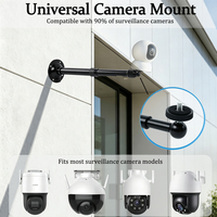 Support mural/au plafond télescopique en alliage d'aluminium noir 20-40 cm pour caméras de surveillance IP Bullet/Dome intérieures/extérieures