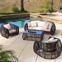 Ensemble de canapé de jardin étanche en rotin, meubles d'extérieur modernes, hôtel, villa, Patio, osier, vente en gros