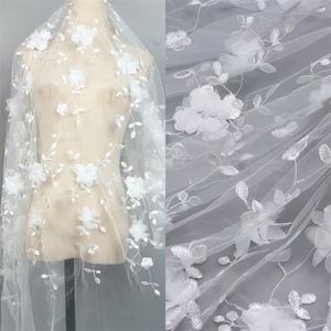 2025 màu xanh 3D Hoa Đính Ren vải 5 yards Chất lượng cao thêu hạt pháp Ren Vải cho đám cưới - Product Image 5