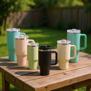 Hipdeer Stainless Steel Tumbler 40oz <b>With</b> Handle Vacuum Insulated Coffee Mug For Travel Home Use Custom Color Logo - Product Image 2