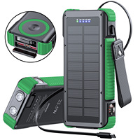 Sac de charge magnétique solaire de grande capacité 10000 mAh avec câble d'extension intégré, lampe de poche et boussole