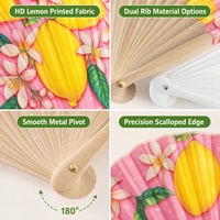 Geprinte vouwbare handwaaier van papier, met fruit- en bloemenpatroon, houten ribben, zomerse party-favour, kindercadeau