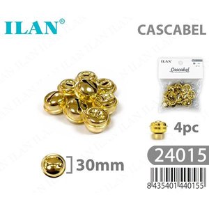 Campanelle in Metallo Dorato Ilan Cascabel 30mm 4 Pezzi Perline Classiche Durevoli per Abbigliamento - Product Image 1