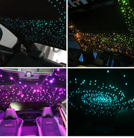 Kit de fibres optiques LED RGB 12V 6W en forme d'étoile pour plafond, 2m 0.75mm 100 380 fibres avec contrôle RF pour décoration de plafond de voiture