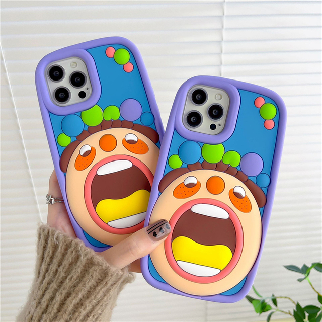 Fancy Cartoon 3D Clowns Big Mouth Cell Phone case for iphone 15 14 13 12 Pro Max Plus X Xr Xsmax 8 7 Plus