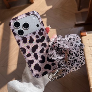 XP041 Lanière à imprimé léopard pailleté doré, style européen et américain, compatible avec les coques de téléphone 18promax, nouveaux iPhone 17 et 16 Pro - Product Image 1