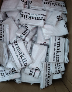 BELLEWORLD personalizado dulce blanco Waffle toalla maquillaje diadema bordado Logo Spa diadema - Product Image 3