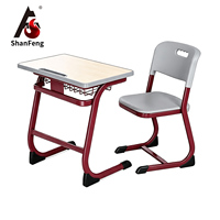 Bureau et chaise individuels pour étudiant, idéaux pour l'étude à domicile, avec porte-stylo, mobilier scolaire pour salle de classe, personnalisation OEM/ODM