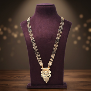 Wholesale 24K Gold Filled Pendant Mangalsutra, Traditional Indian Wedding Season Jewelry, Black Beads Mangalsutra Oro Joyeria. - Product Image 1