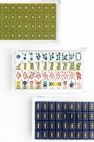Jeu de Mahjong Américain Géométrique Floral Vert Olive MCM 160 Pièces, Tuiles de Mahjong à Motifs Artistiques Rétro avec Pochette de Rangement en Velours