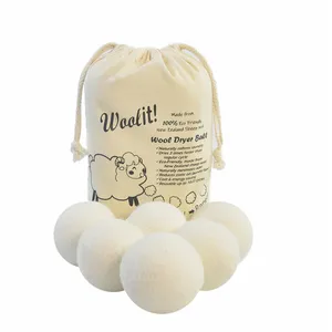 7Cm Wol Droger Ballen Gratis Monster 100% Natuurlijke Biologische Wol Droger Ballen 6 Pack Herbruikbare Droger Wasserij Ballen Met katoen Touw Zak