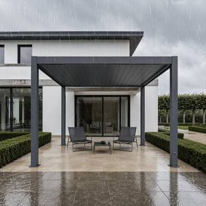 Pergola extérieure moderne en aluminium sur mesure, vente directe d'usine, toit à lames orientables manuel/motorisé, imperméable, bioclimatique, résistant aux jours de pluie - Product Image 6