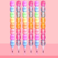 Crayon mécanique 2 pièces/paquet, en plastique, ours mignon, sans affûtage, écologique, stylo d'écriture pour étudiants, empilable, fournitures scolaires et de bureau