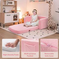Canapé-lit convertible 2 en 1 rose pour enfants, fauteuil pliable en mousse compressée, lit pliant pour enfants, lecture et jeux