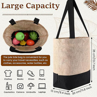Sacs à main en lin de haute qualité en gros, sacs à main en jute naturel avec poignées, grande capacité pour les voyages, le shopping et les loisirs créatifs