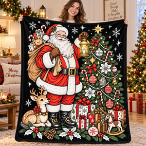 Couverture de Noël à colorier Père Noël, en peluche rectangulaire, décoration DIY pour la maison avec 24 marqueurs de tissu colorés pour la saison hivernale - Product Image 4