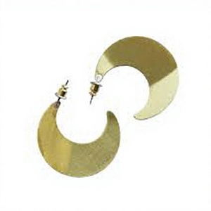 Boucles d'oreilles créoles en laiton plaqué or en forme de lune, style vintage, bijoux de mode unisexe - Product Image 1