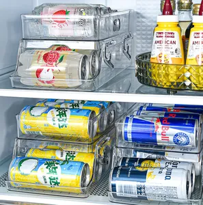 Refrigerator Foldable 2 Levels Auto Scrolling Cola Soda Cans Storage Box Beverage Beer Organizer