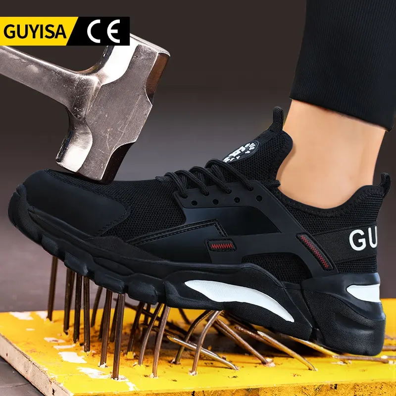 GUYISA accetta la personalizzazione OEM prevenire la puntura EVA suola esterna scarpe antinfortunistiche scarpe antinfortunistiche da uomo con punta in acciaio