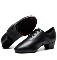 Chaussures de danse noires en cuir de vache pour hommes, chaussures de danse latine de bonne qualité