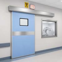 Porte coulissante automatique d'hôpital, cadre en acier, panneau de vision, design minimaliste, construction en polymère fini pour salle d'opération