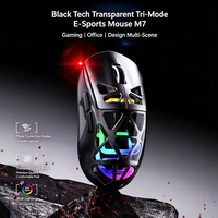 M7 Mouse Gaming Ringan Tri-Mode 2.4Ghz Nirkabel RGB Backlit Programmable 5-Tombol dengan Penerima USB dan Kabel Type-C