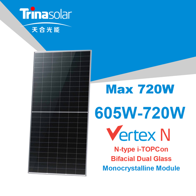 Trina N-Type 700w 710w 720w Solar Panels for Industrial Solar Energy System and Dual Glass Applications