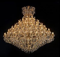 Lustre suspendu en cristal Maria Theresa de style nordique moderne et luxueux, finition dorée, télécommande LED, pour villa, hôtel, hall, salon