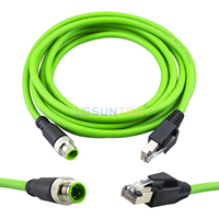 Cable Ethernet Industrial M12 de 4 Pines a RJ45, Cable de Conector Macho M12 de 4 Pines con Código D a Hembra RJ45 para Automatización