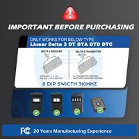 Transmisor remoto para garaje de 310MHz con 8 interruptores DIP, controlador de apertura de puertas con clip para visera, compatible con DTA DTD DTC