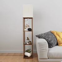 Lampadaire LED carré moderne avec lumière à intensité variable et 3 températures de couleur pour abat-jour en bois d'angle de salon et étagères de chargement