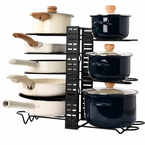 Étagère à casseroles en fer forgé renforcé à plusieurs niveaux, organisateur de rangement pour ustensiles de cuisine sur comptoir - Product Image 1