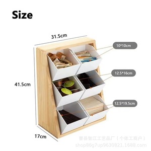 Estante de almacenamiento de madera creativo para vasos de papel desechables de escritorio, caja de almacenamiento de bolsas de café de madera maciza de varias capas - Product Image 4