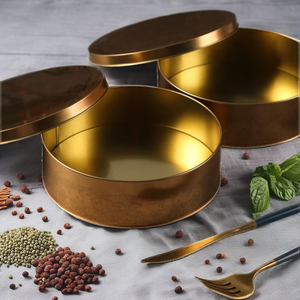 YESTOO Özelleştirilmiş Tatlılar Kek Kurabiye Paketleme Dondurma DIY Saklama Koyu Altın Desenli Gıda Sınıfı Yuvarlak Teneke Kutu - Product Image 2