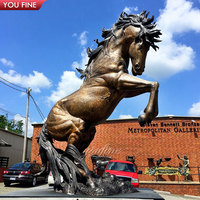 YOUFINE Statue de cheval en bronze grandeur nature, sculpture équestre réaliste pour ranch et propriété