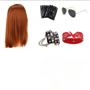 Conjunto de pulsera Punk de <span class=keywords><strong>disfraz</strong></span> de Peluca de Rock <span class=keywords><strong>Hippie</strong></span> europeo y americano, accesorios de rendimiento de pelo liso marrón de los años 1950 1960 - Product Image 4