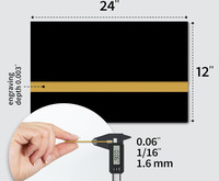 Plaques en plastique bicolores en acrylique modifié noir et or pour gravure laser CO2, 1/16'' (1,6 mm), 1/48'' (0,5 mm), 12''x24''