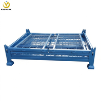 EASYLINK - Cage en treillis métallique thermolaqué, empilable et pliable, pour stockage, protection logistique en entrepôt en acier