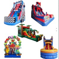 Toboggan gonflable commercial imperméable en forme de palmier, 3m, bleu, avec piscine à balles et souffleur, qualité OEM