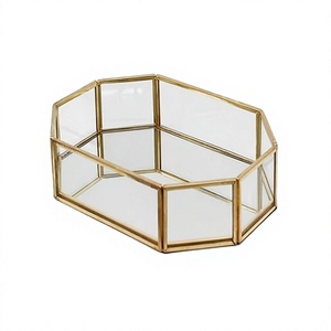 Boîte à bijoux en verre et métal, dernier design, pour collier, boucles d'oreilles et bague, avec rangement de qualité supérieure, à prix avantageux - Product Image 1