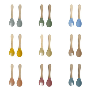 Juego de <span class=keywords><strong>Cuchara</strong></span> y Tenedor de Silicona Reutilizables, Libres de BPA, para Bebés, Antideslizantes, de Grado Alimenticio, para el Aprendizaje de la Alimentación - Product Image 3